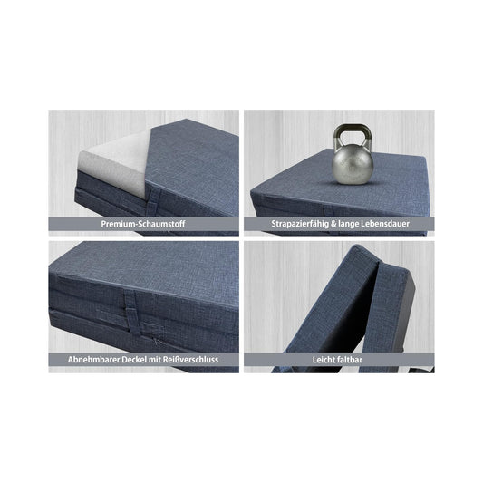 Foldable mattress 3 parts - travel cot mattress, folding mattress, guest mattress, foldable, camping, cover machine washable