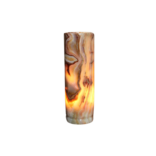 Onyx cylinder table lamp 12 inches - elegant marble light cylinder for exclusive home decor