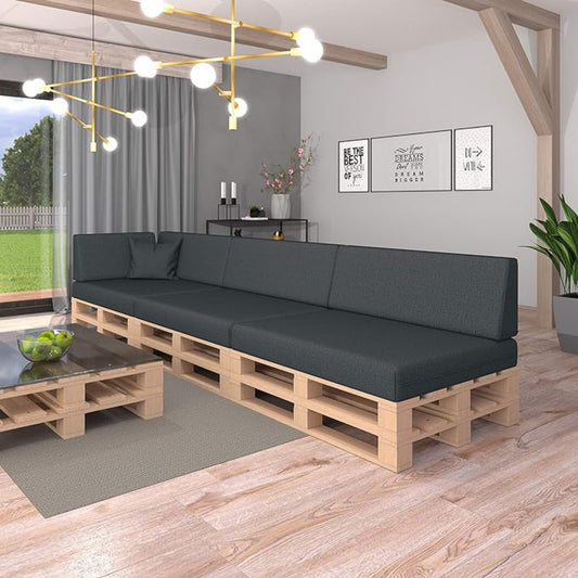 High-quality Euro pallet cushions: sets of 2 &amp; 8, anthracite - ideal for indoor/outdoor pallet sofas