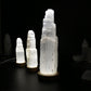 Natural USB tower lamp made of selenite table lamp with white LED light