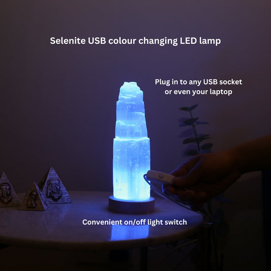 Selenite USB Lamp - Mountain 20cm