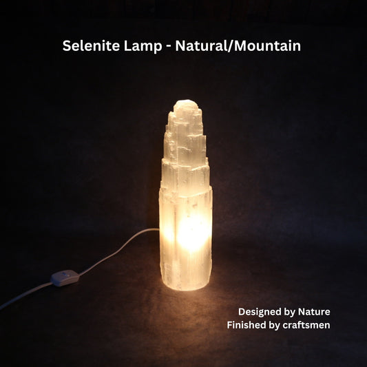 Natural Selenite Tower Lamp - Multiple Sizes