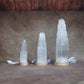 Natural USB tower lamp made of selenite table lamp with white LED light