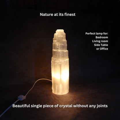 Natural Selenite Tower Lamp - Multiple Sizes