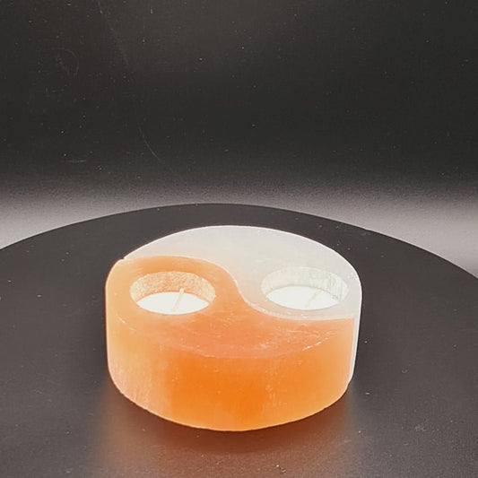 Selenite tealight holder Yin Yang